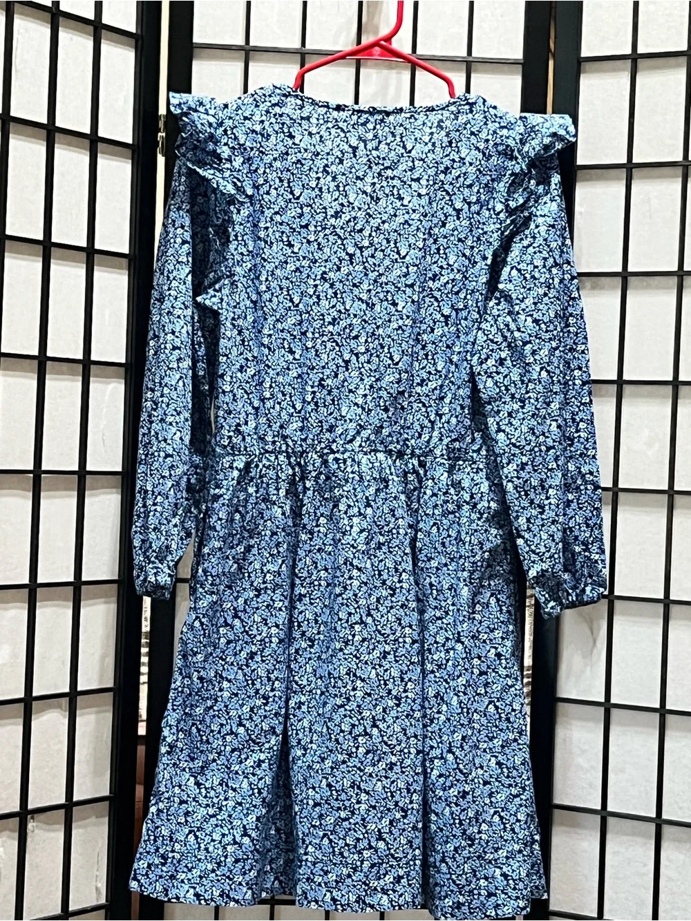 J. CREW Blue Floral Puff-Sleeve  MINI Dress WOMEN SIZE S